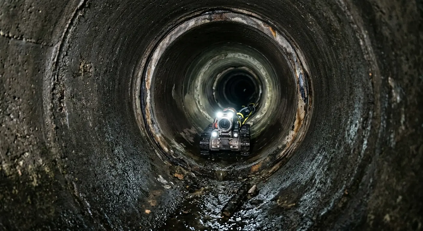 Robotic sewer camera inspecting pipe interior for Drain Snake Service in Allegan